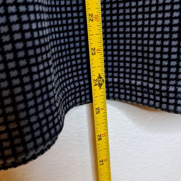 Vintage Y2K Wing Shing Fashion Soft Velvet Top Houndstooth Size L Black White - Picture 2 of 8